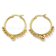 Vacuum Plating Ring 304 Stainless Steel Hoop Earrings for Women, Long-Lasting Plated, Real 18K Gold Plated, 37x33x6mm(EJEW-C053-07G)