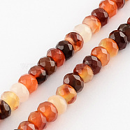 Dyed Natural Carnelian Stone Bead Strands, Faceted, Rondelle, Orange Red, 8x5mm, Hole: 1mm, about 80pcs/strand, 15.7 inch(G-R186-08)