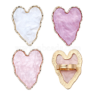 3Pcs 3 Colors Adjustable Resin Palette Rings, with Alloy Finger Ring, Nail Art Tool, for Acrylic UV Gel Polish Foundation Mixing, Heart, Mixed Color, 4~5mm, US Size 7 3/4(17.9mm), 1Pc/color(RJEW-CA0001-05)