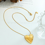 Titanium Steel Heart Pendant Necklaces, Snake Chain Necklace with Lobster Claw Clasp, Golden, 15-3/4 inch(40cm)(WG55877-01)