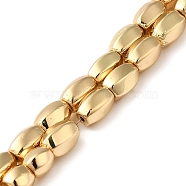 Electroplated Synthetic Magnetic Hematite Beads Strands, Twist Oval, Light Gold Plated, 9x6.5~7mm, Hole: 1.2mm, about 43pcs/strand, 16.14''(41cm)(G-Q1009-G02-01LG)