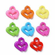 Opaque Acrylic Pendants, Heart, Mixed Color, 16x15x3mm, Hole: 3mm, about 1480pcs/500g(MACR-N013-059)