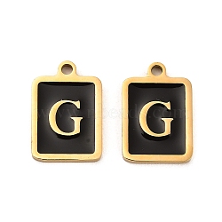 304 Stainless Steel Pendants, with Enamel, Rectangle with Letter Charm, Golden, Letter G, 17.5x12x1.5mm, Hole: 1.5mm(STAS-K265-11G-G)
