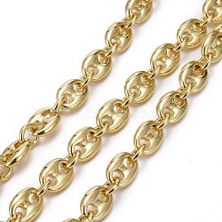 Eco-Friendly Alloy Coffee Bean Chain, with Spool, Unwelded, Golden, Coffee Bean: 10x7x2.5mm, Link Ring: 6.5x1.5mm, 32.8 Feet(10m)/roll(LCHA-H005-04G)