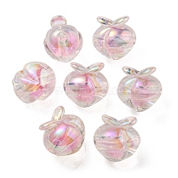 UV Plating Rainbow Iridescent Acrylic Beads, Two Tone Bead in Bead, Peach, Pearl Pink, 18x17.5x16mm, Hole: 3.5mm(OACR-F004-02H)