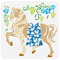 PET Hollow Out Drawing Painting Stencils, for DIY Scrapbook, Photo Album, Horse Pattern, 30x30cm(DIY-WH0391-0400)