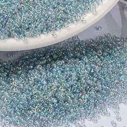 MIYUKI Round Rocailles Beads, Japanese Seed Beads, 15/0, (RR2443) Transparent Light Marine Blue Gold Luster, 1.5mm, Hole: 0.7mm, about 5555pcs/10g(X-SEED-G009-RR2443)