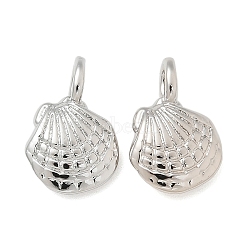 Brass Pendants, Shell Shape Charms, Long-Lasting Plated, Rack Plating, Lead Free and Cadmium Free, Platinum, 14x9x4mm, Hole: 3x2mm(KK-U050-02P)