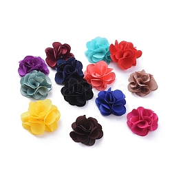 Handmade Polyester Woven Costume Accessories, Flower, Mixed Color, 32.5x15mm(WOVE-F023-D-B)
