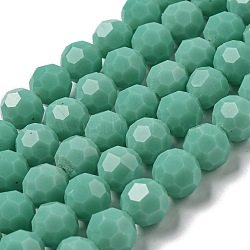 Opaque Glass Beads Stands, Faceted(32 Facets), Round, Medium Sea Green, 10mm, Hole: 1.8mm, about 66~68pcs/strand, 24.02''~24.13''(61~61.3cm)(EGLA-A035-P10mm-D14)