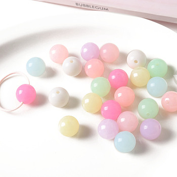 Opaque Acrylic Beads, Round, Mixed Color, 16mm, Hole: 3mm, 210pcs/500g