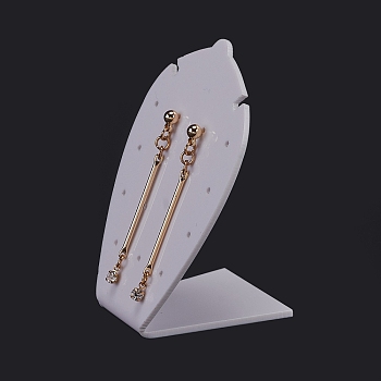 Acrylic Earring Stands Displays, L-shaped, White, 4.35x5.4x7.5cm