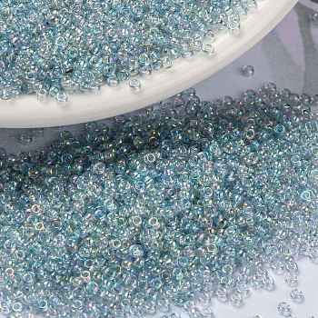MIYUKI Round Rocailles Beads, Japanese Seed Beads, 15/0, (RR2443) Transparent Light Marine Blue Gold Luster, 1.5mm, Hole: 0.7mm, about 5555pcs/10g