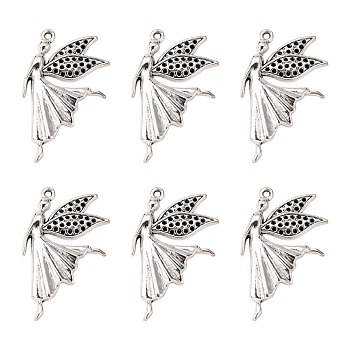 Tibetan Style Alloy Pendants, Halloween, Lead Free and Cadmium Free, Fairy, Antique Silver, 40x25.5x3mm, Hole: 3mm