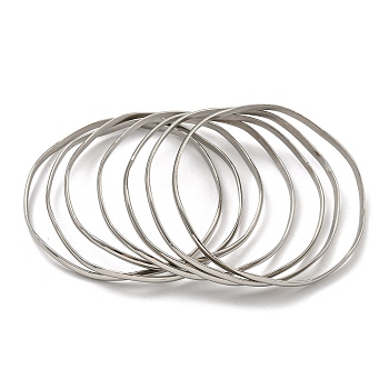 7Pcs Vacuum Plating 202 Stainless Steel Bangle Sets, Stackable Bangles for Women, Stainless Steel Color, Inner Diameter: 2-3/4 inch(7cm), 3.5mm