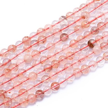 Natural Red Quartz Beads Strands, Round, 6~6.5mm, Hole: 0.8mm, about 60pcs/Strand, 14.96 inch(38cm)