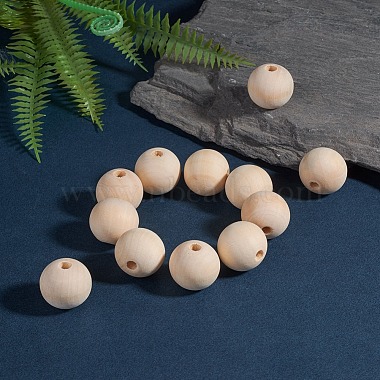 Unfinished Natural Wood Beads Spacer Craft Beads for DIY Macrame Rosary Jewelry(X-WOOD-S651-25mm-LF)-4