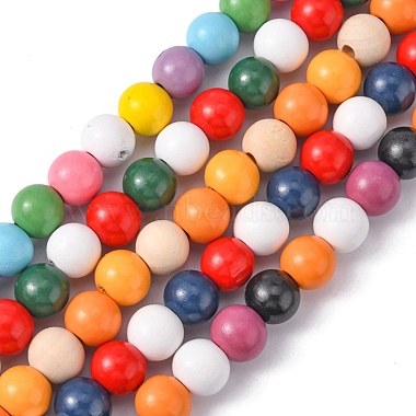 5 brins 5 styles brins de perles de bois naturel peintes à la bombe halloween(WOOD-YW0001-04)-2