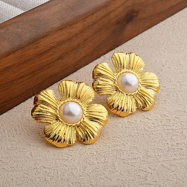 White Flower Plastic Stud Earrings