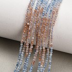 Gradient Color Natural Sunstone & Aquamarine Beads Strands, Faceted, Round, 2mm, Hole: 0.3mm, about 241pcs/strand, 15.63''(39.7cm)(GG-CBA1668-A02-2mm)