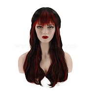 Two Tone Long Curly Synthetic Wigs, with Wig Cap, High Temperature Heat Resistant Fiber, for Women Girls, DarkRed, 23.62inches(60cm)(OHAR-I017-03)