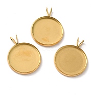 Ion Plating(IP) 304 Stainless Steel Pendant Cabochon Settings, Plain Edge Bezel Cups, Flat Round, Golden, Tray: 18mm, 24.5x19.5x2mm, Hole: 3.5x2mm(STAS-I069-37G-18MM)