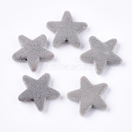 Flocky Acrylic Beads, Star, Light Grey, 20.5x22x5mm, Hole: 1.5mm(FIND-T046-38-02)