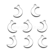 201 Stainless Steel Pendants, Laser Cut, Moon, Stainless Steel Color, 16x11x1mm, Hole: 1.5mm(STAS-Q243-LM135)
