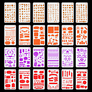 24Pcs Letter Number Dialog Box Plastic Drawing Painting Stencils, for DIY Scrapbook, Rectangle, Mixed Patterns, 178x104x0.3mm(DIY-WH0320-26)