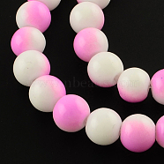 Two-Color Baking Painted Glass Bead Strands, Round, Violet, 8mm, Hole: 1.3~1.6mm, about 104pcs/strand, 32.7 inch(DGLA-R050-8mm-19)