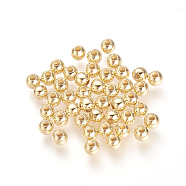 Brass Spacer Beads, Nickel Free, Round, Real 18K Gold Plated, 4mm, Hole: 1.2mm(KK-Q669-62G)