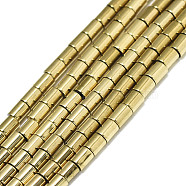 Electroplate Non-magnetic Synthetic Hematite Beads Strands, Column, Real 18K Gold Plated, 2.5x2mm, Hole: 0.8mm, about 150~152pcs/strand, 15.75 inch(40cm)(G-S352-71A-01)