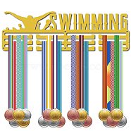 Iron Medal Holder Frame, Medals Display Hanger Rack, with Screws, Rectangle with Swimming, Sports, 123x400mm(ODIS-WH0031-033)