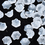 Transparent Spray Painted Glass Beads, Flower, White, 7x11.5x11.5mm, Hole: 1.2mm(GLAA-Q089-002A-003)