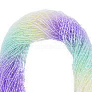 Transparent Glass Beads Strands, Segmented Multi-color Beads, Faceted Round, Lilac, 3mm, Hole: 0.7mm, about 136~139pcs/strand, 14.53 inch~14.84 inch(36.9~37.7cm)(GLAA-N041-010-12)