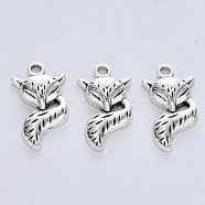 Tibetan Style Alloy Pendants, Cadmium Free & Lead Free, Fox, Antique Silver, 23.5x13x4mm, Hole: 2mm, about 352pcs/500g(TIBE-R316-043AS-RS)