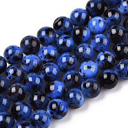 Drawbench Style Dyed Natural Freshwater Shell Beads Strands, AB Color Plated, Dyed, Round, Royal Blue, 5mm, Hole: 0.6mm, about 72~81pcs/strand, 14.25~15.35 inch(36.2~39cm)(SHEL-T019-01G)