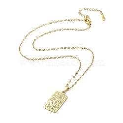 Rectangle with Twelve Constellations Pendant Necklaces, 304 Stainless Steel Cable Chains Necklaces, Golden, Aquarius, 15.98 inch(40.6cm)(NJEW-D069-01G-11)