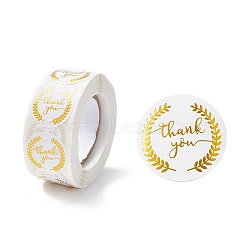 Thank You Stickers Roll, Flat Round Paper Purchase Tag Stickers, Adhesive Labels Stickers, Olive Branch Pattern, 2.8cm, about 28mm wide, Stickers: 25x0.1mm, about 500pcs/roll(X-DIY-O021-08B)