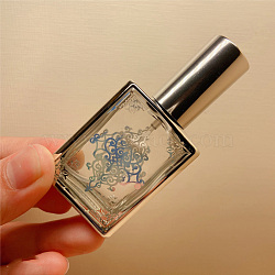 Floral Pattern Glass Pump Spray Bottles, Perfume Refillable Bottle, Platinum, 7.85x3.65x2.9cm, Capacity: 15ml(0.51fl. oz)(BOTT-PW0010-010C)