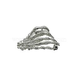Alloy Hair Clips, Claw Hair Clips for Women, Halloween Skeleton Hand, Silver, 86x45mm(SKUL-PW0004-01)