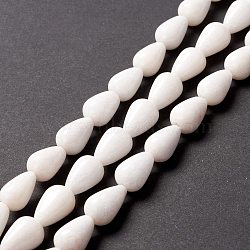 Natural White Jade Beads Strands, Dyed, Teardrop, White, 15x10mm, Hole: 1.5mm, about 27pcs/strand, 15.75 inch(40cm)(G-O029-07A-12)