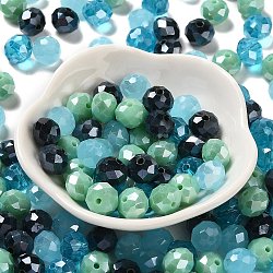 Glass Beads, Faceted, Rondelle, Steel Blue, 10x8mm, Hole: 1mm, about 67pcs/60g(EGLA-A034-SM10mm-58)
