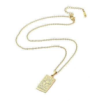 Rectangle with Twelve Constellations Pendant Necklaces, 304 Stainless Steel Cable Chains Necklaces, Golden, Aquarius, 15.98 inch(40.6cm)
