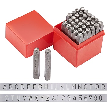 Iron Seal Stamps Set, for Imprinting Metal, Wood, Plastic, Leather, More, Including Letter A~Z and Ampersand and Number 0~9, 64x8x8mm, 36pcs/box