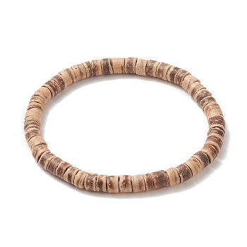 Coconut Beaded Stretch Bracelet for Men Women, Camel, 1/4 inch(0.55cm), Inner Diameter: 1-7/8 inch(4.7cm)