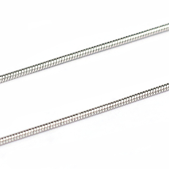 304 Stainless Steel Round Snake Chains, Soldered, Stainless Steel Color, 0.9mm