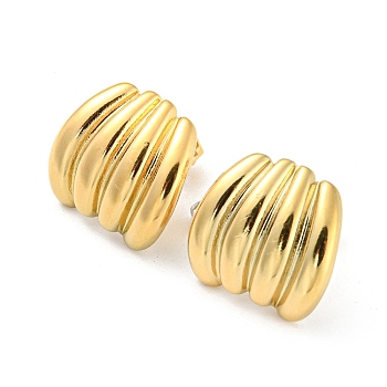 304 Stainless Steel Stud Earrings, Real 18K Gold Plated, 16x16.5mm
