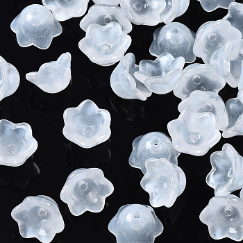 Transparent Spray Painted Glass Beads, Flower, White, 7x11.5x11.5mm, Hole: 1.2mm