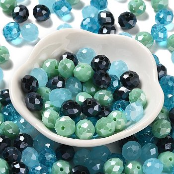 Glass Beads, Faceted, Rondelle, Steel Blue, 10x8mm, Hole: 1mm, about 67pcs/60g